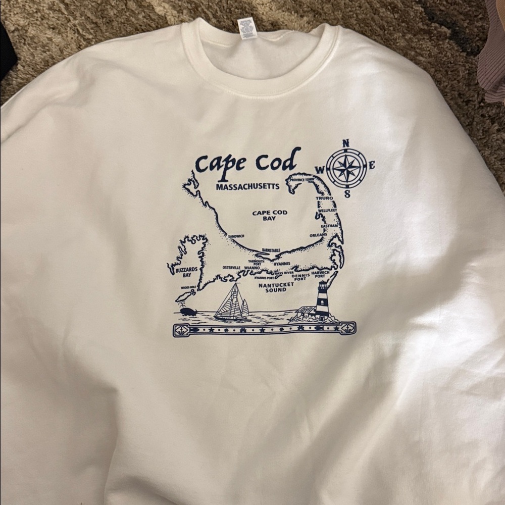 Cape Cod Graphic White Sweater